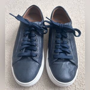 256619 LACE-TOE JOHNSTON & MURPHY MENS SHOE 10.5M NAVY LEATHER SNEAKER